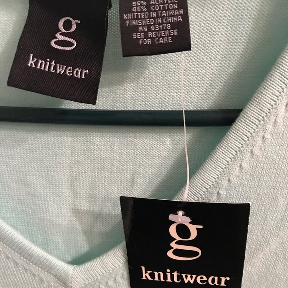 Knitwear Knit light green cyan color Sleeveless Top size M - Picture 6 of 11